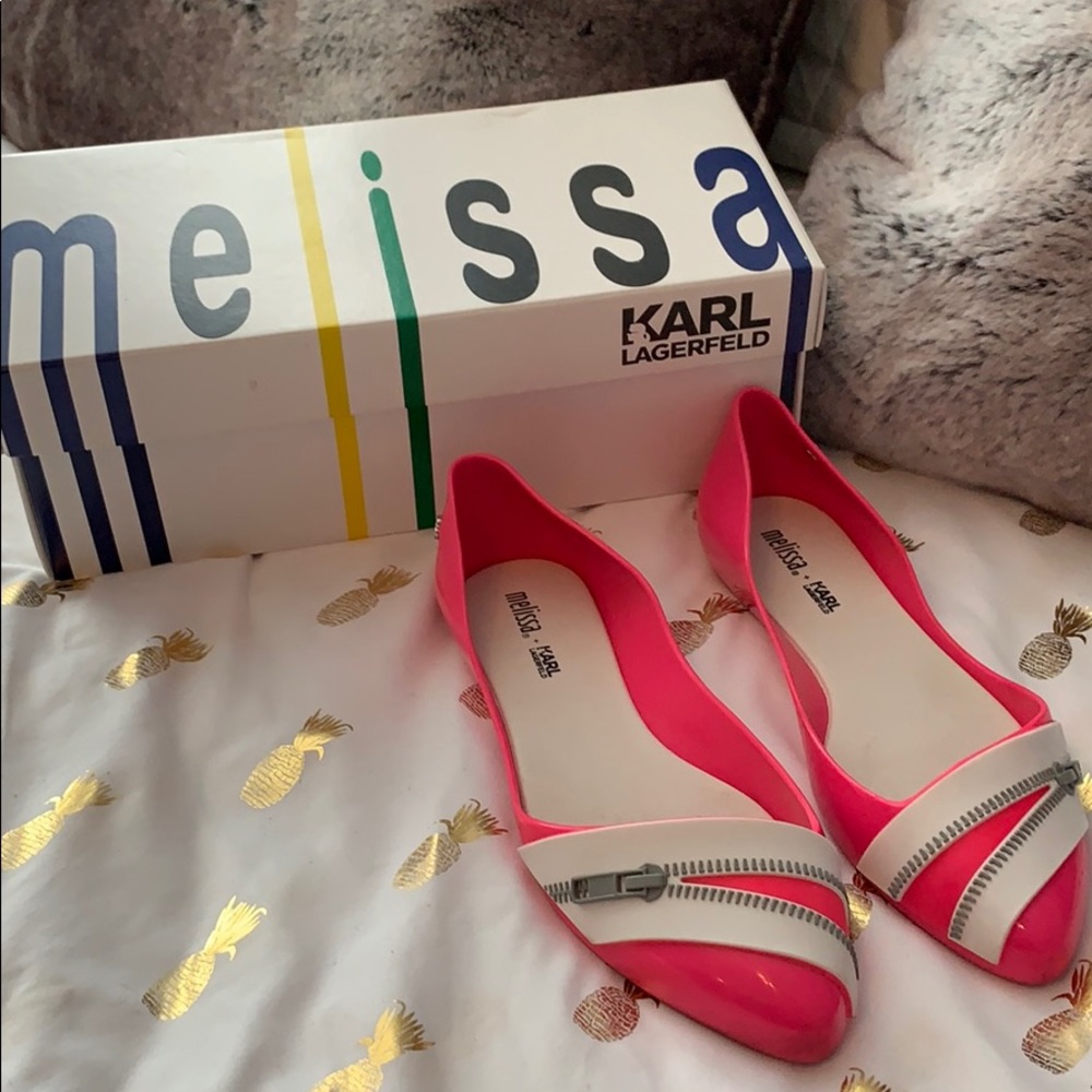 Melissa Karl Lagerfeld pink rubber flats 8